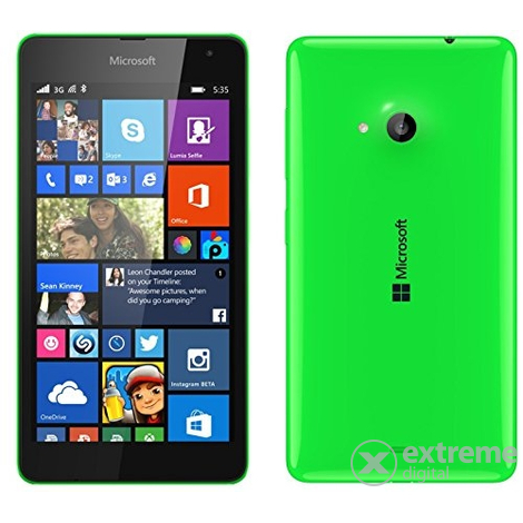 Na obrázku vidíme mobilný telefón zelenej farby značky Nokia Lumia 535.